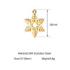 Pendentifs Flocon de Neige 15mm, Acier Inoxydable 304 finition Doré