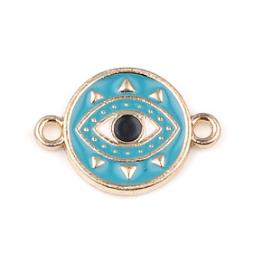 Pendentifs Œil de la protection, Gri gri style émaillé 19mm Bleu Turquoise métal couleur Doré