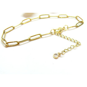 Bracelet 19cm - Maille Rectangle - en Acier Inoxydable 304 -finition Doré