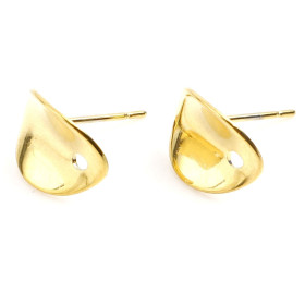 Puces forme Géométrique avec trou d'attache et embouts papillons en Acier Inoxydable Finition Doré