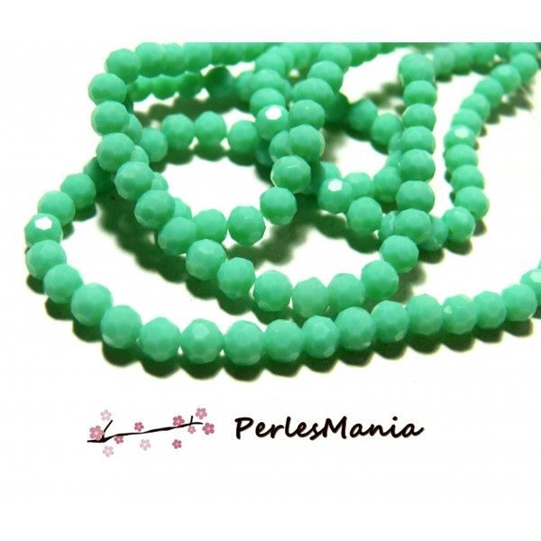 perles Verre Facettée Vert Pastel 3.5 x 3mm