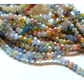 Perles - Rondelles - Verre Facettée - Bleu 3 par 2.5mm coloris A02