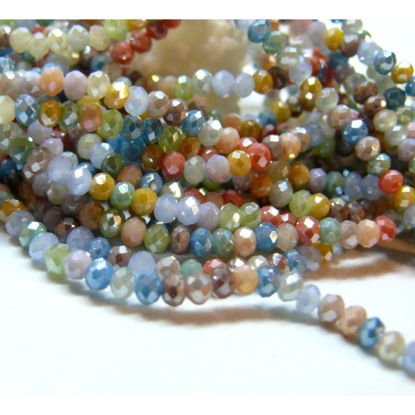 Perles Rondelles Verre Facetté 3x2.5mm A02