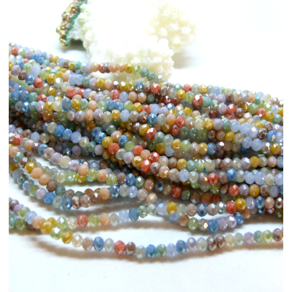 Perles Rondelles Verre Facetté 3x2.5mm A02