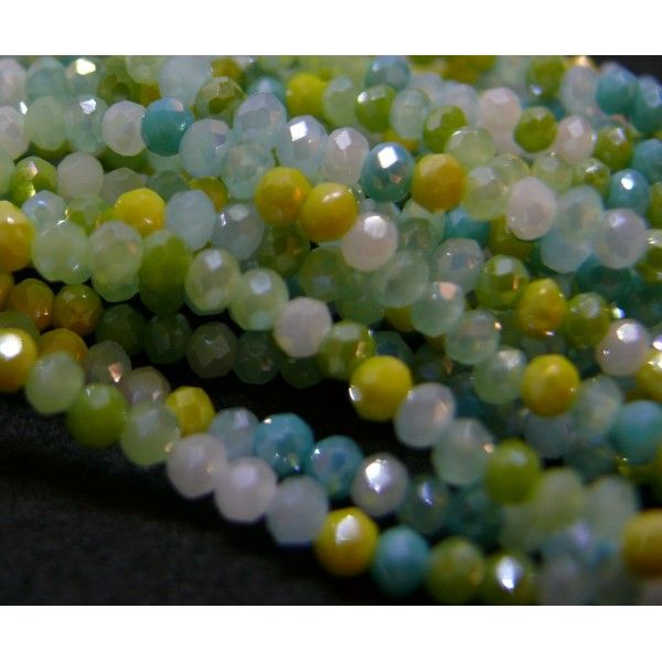 Perles - Rondelles - Verre Facettée 3 par 2mm coloris A04