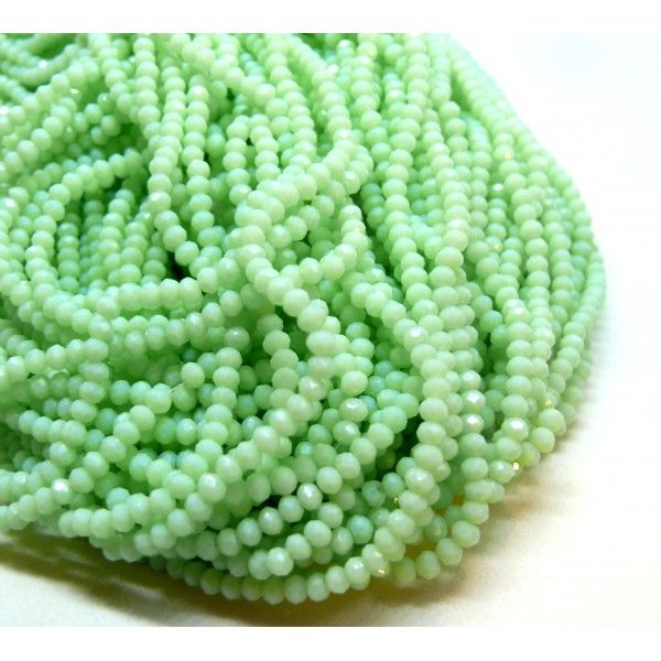 Perles Rondelles Verre Facettée 3 par 2mm Vert Pastel