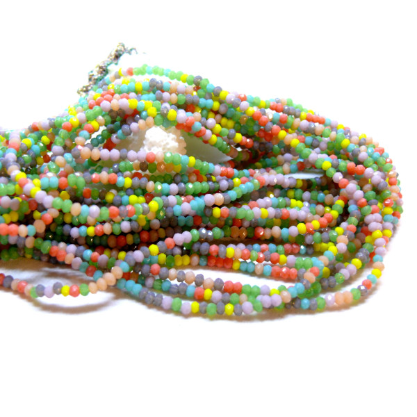 Perles Rondelles Verre Facettée 2.5x1.5mm Multicolores A01