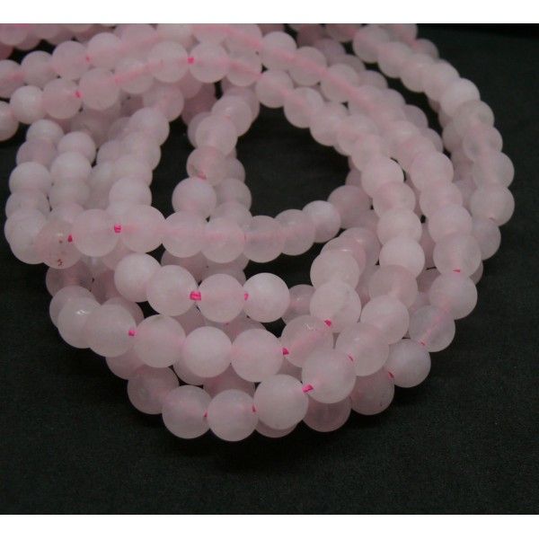 Perles Rondes 8mm Quartz Rose effet Givre