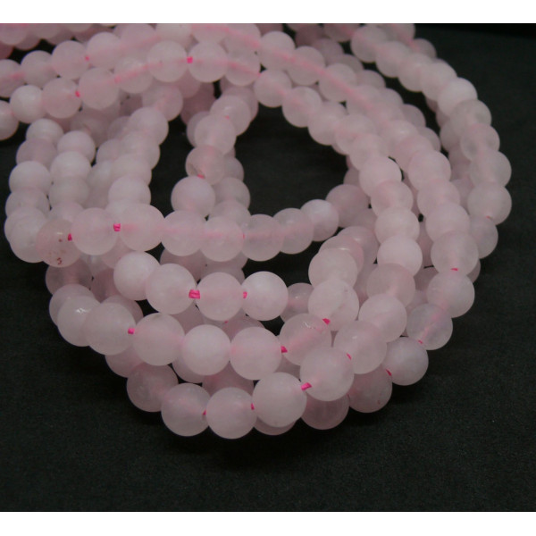 Perles Rondes 6mm Quartz Rose effet Givre