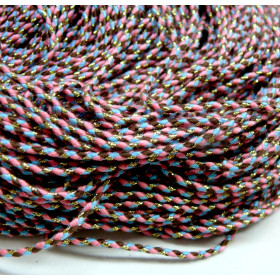 Cordon tressé et fil métallisé doré 2mm coloris B05