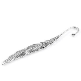 Marques pages TIGE  Plumes  11.5cm métal couleur Argent Antique