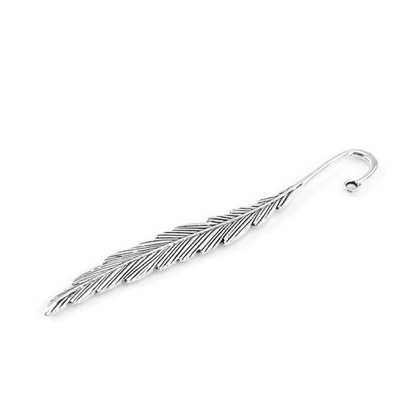 Marques pages TIGE  Plumes  11.5cm métal couleur Argent Antique