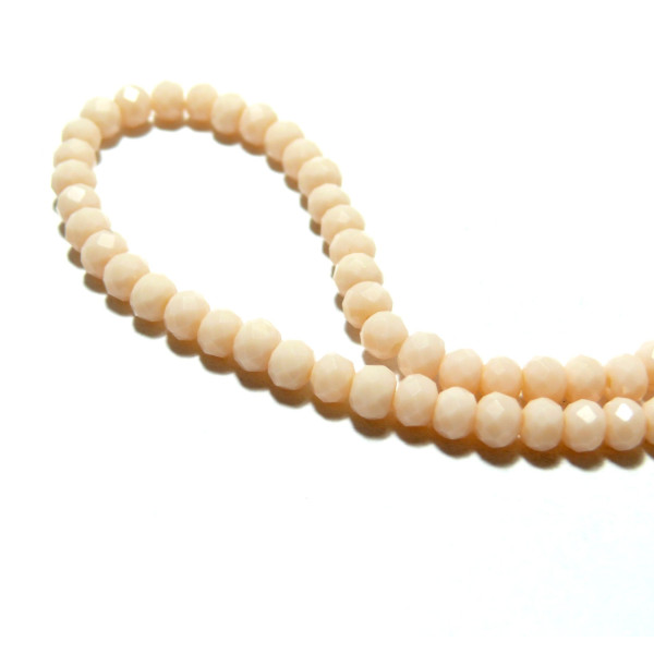 Perles Rondelles Verre Facettée Rose poudre 6 par 4mm I033 Couleur 32