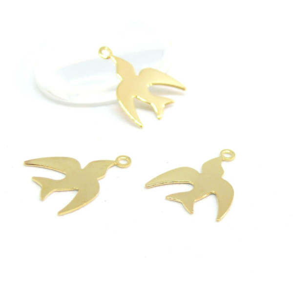 Pendentifs breloques Oiseau, Hirondelle Doré 14 mm en Acier Inoxydable 304 pour bijoux raffinés