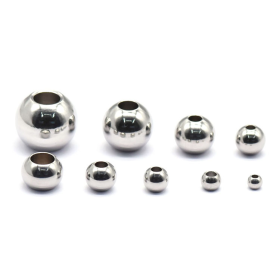Perles intercalaires Rondes 2mm Trou 0.8mm en Acier Inoxydable 304 finition Argent Rhodié