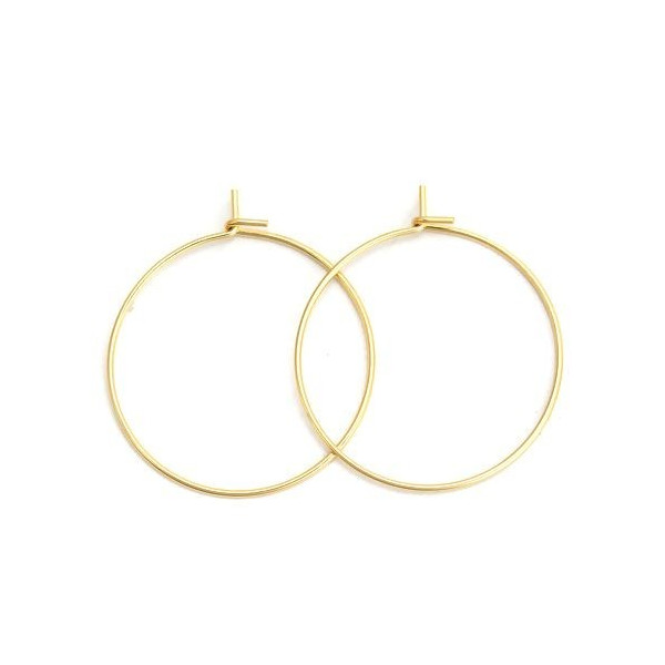 Boucles d'oreille Créoles Tiges 15mm, Acier Inoxydable Chirurgical 316L,  finition Doré à l'or fin 18K