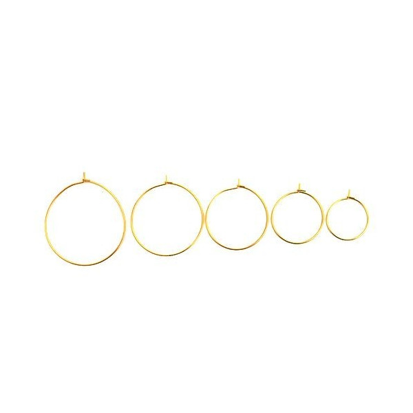 Boucles d'oreille Créoles Tiges 15mm, Acier Inoxydable Chirurgical 316L,  finition Doré à l'or fin 18K