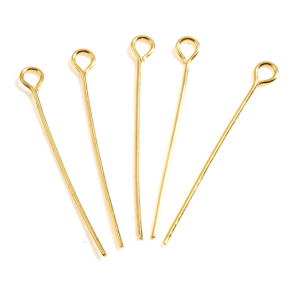 Tiges Clous Œil 30mm – Acier Inoxydable 304 Doré à l'or fin 18K