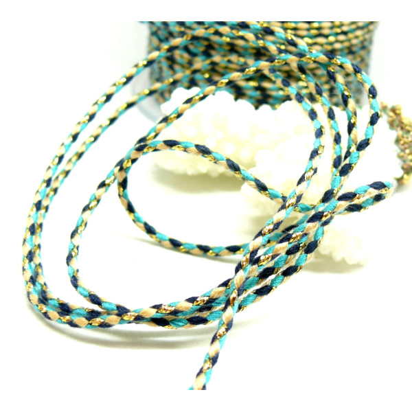 Lot de 2 ou de 4 mètres de Cordon Tressé avec Fil Métallisé Doré 1.5mm – Coloris C05