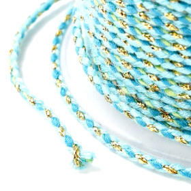 Cordon tressé et fil métallisé doré 1.5mm coloris C12