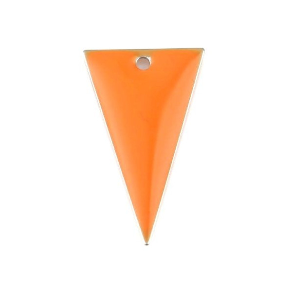sequins résine style émaillés Triangle Orange par  sur une base en métal Argent