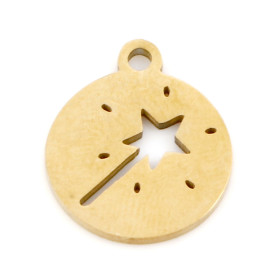 Pendentif Baguette magique dans Médaillon 12mm en Acier Inoxydable finition 18KT