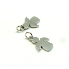 Pendentifs Ange avec Anneau 15mm  Acier Inoxydable 304 finition Argenté Rhodié