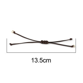 PS11668711 – Lot de 2 Bracelets Réglables en Corde Marron 0.8mm – Anneaux Dorés