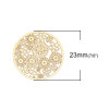 Estampes, pendentifs connecteurs filigrane, forme Ronde Multi fleurs 23mm, Coloris Doré
