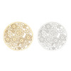 Estampes, pendentifs connecteurs filigrane, forme Ronde Multi fleurs 23mm, Coloris Doré