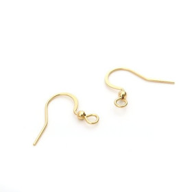 Boucles d'oreille Crochets 19 mm Laiton finition Doré 18KT