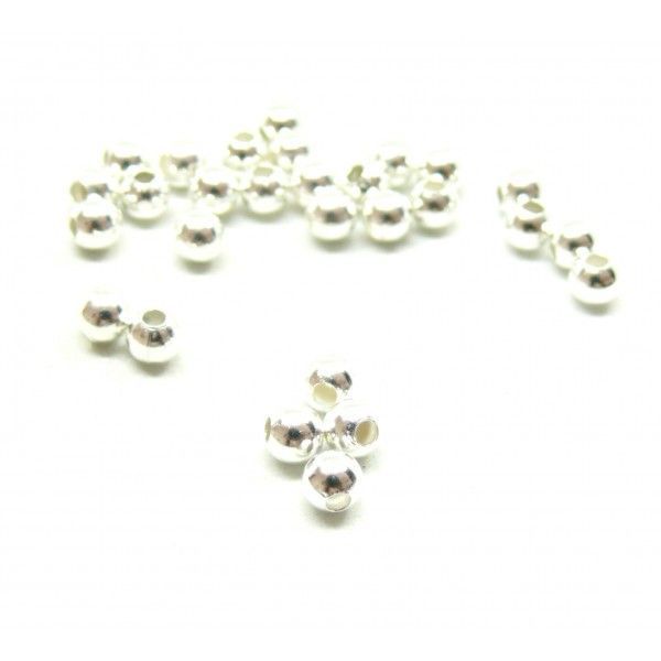 Perles Intercalaires Bille 3.5mm, laiton Plaqué Argent 925