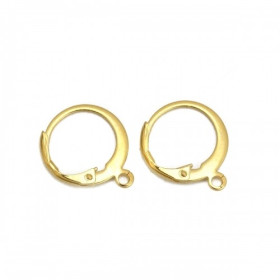 Boucles d'oreilles dormeuses Ronde avec attache en acier inoxydable 304 finition Doré  à l'or fin 18K