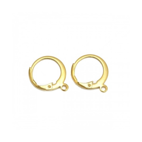 Boucles d'oreilles dormeuses Ronde avec attache en acier inoxydable 304 finition Doré  à l'or fin 18K