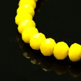 Perles Rondelles Verre Facettée 8 par 6mm Jaune