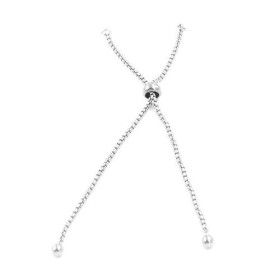 Bracelet Réglable, ajustable - Maille 2mm - 24 cm - maille Paloma en Acier Inoxydable 304 - placage Argent Platine