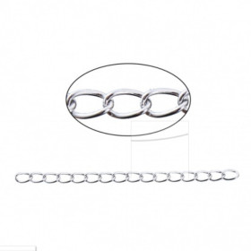 Chaines d'extension, de confort 4 cm maille Jaseron 4 par 3mm en Acier Inoxydable 304 coloris Argent Platine