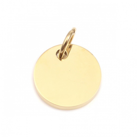 Médaillons avec anneau 10mm  en Acier Inoxydable 304 - peut être personnalisé avec poinçons Placage Doré Ionique