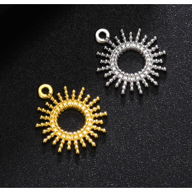 Pendentif Soleil 14 mm Acier Inoxydable 304 finition Argent Platine