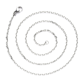 Collier, Sautoir Matinée 50 cm - maille extra fine fine 2mm - en Acier Inoxydable 304  Placage Argent Platine