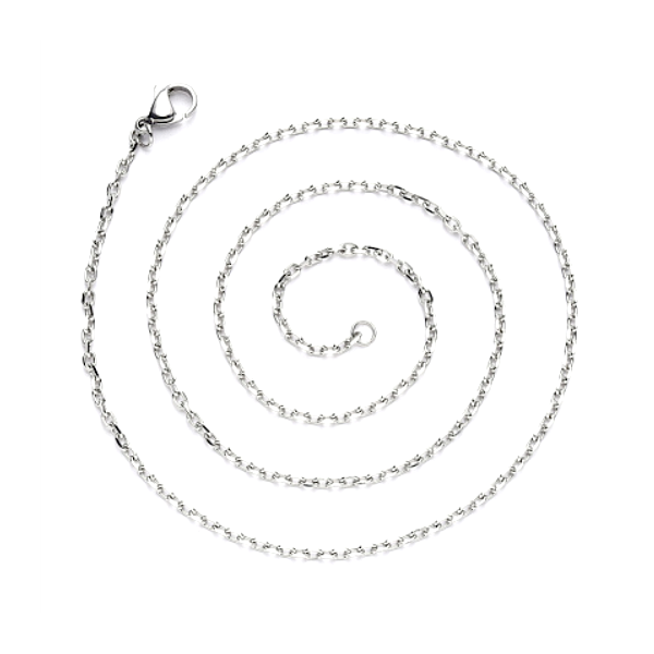 Collier, Sautoir Matinée 50 cm - maille extra fine fine 2mm - en Acier Inoxydable 304  Placage Argent Platine