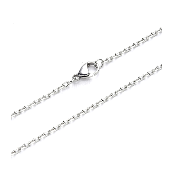 Collier, Sautoir Matinée 50 cm - maille extra fine fine 2mm - en Acier Inoxydable 304  Placage Argent Platine