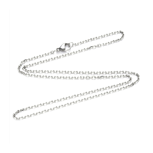 Collier, Sautoir Matinée 50 cm - maille extra fine fine 2mm - en Acier Inoxydable 304  Placage Argent Platine