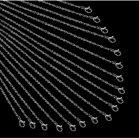 Sautoirs , colliers matinée 50 cm - maille Jaseron 2.5 mm - en Acier Inoxydable 304 placage Argent Platine