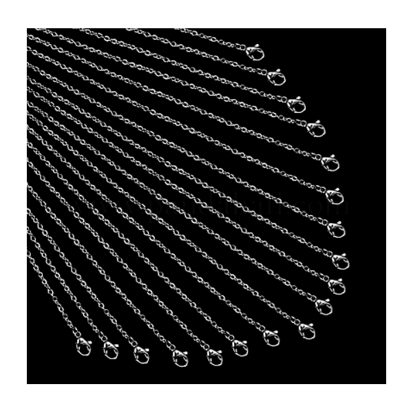 Sautoirs , colliers matinée 50 cm - maille Jaseron 2.5 mm - en Acier Inoxydable 304 placage Argent Platine