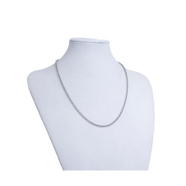 Colliers 45 cm maille Rollo 2mm en Acier Inoxydable 304 coloris Argent Platine