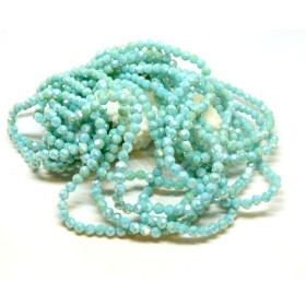 Perles Rondes Verre Facettée Bleu 4mm Couleur FR03