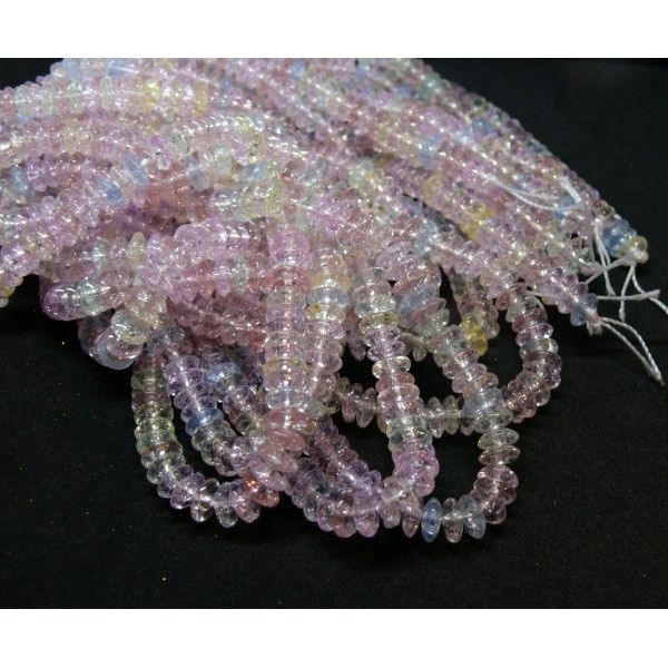 Perles Rondelle 6 par 3.5mm Verre Craquelé Multicolores Pastel