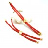 Bracelet Intercalaire cordon Nylon ajustable avec accroche Laiton motif Arbre Doré Coloris Rouge