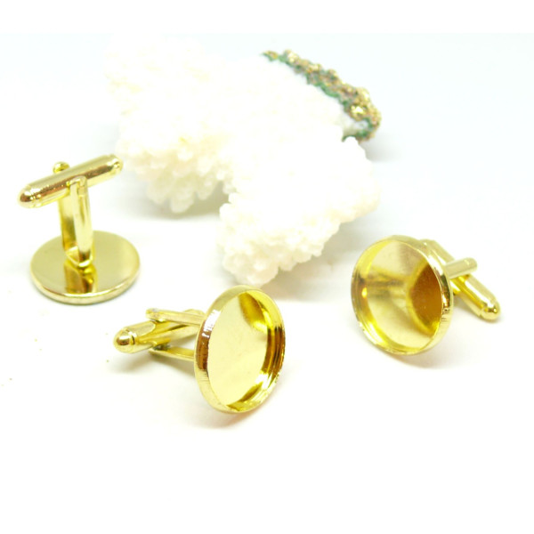 Supports Boutons de manchette 16mm, Laiton finition Doré